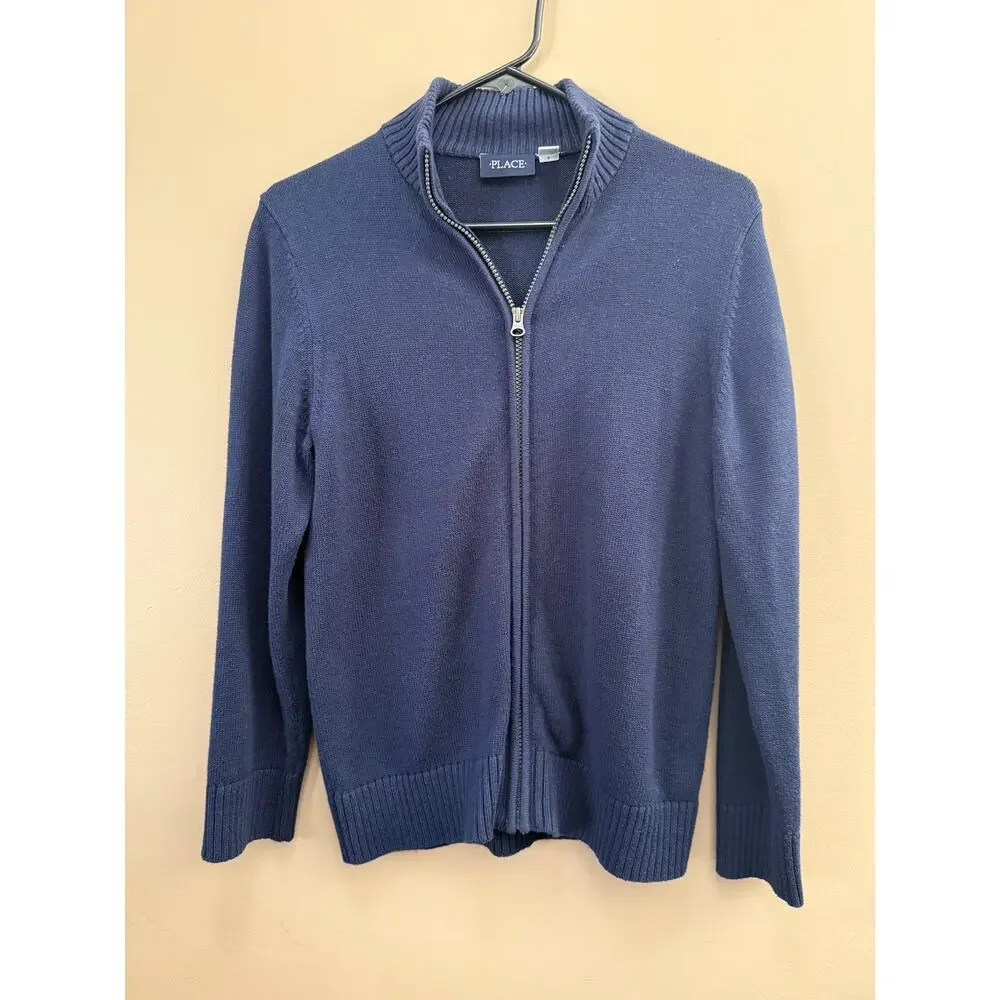 The Children’s Place Boys’ Zip-Up Sweater | Size 10/12 | Navy | Knit Cardigan